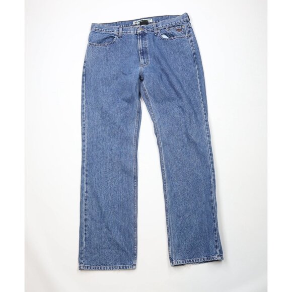 Vintage 90s Y2K Harley Davidson Mens 38x34 Faded Spell Out Wide Leg Denim Jeans